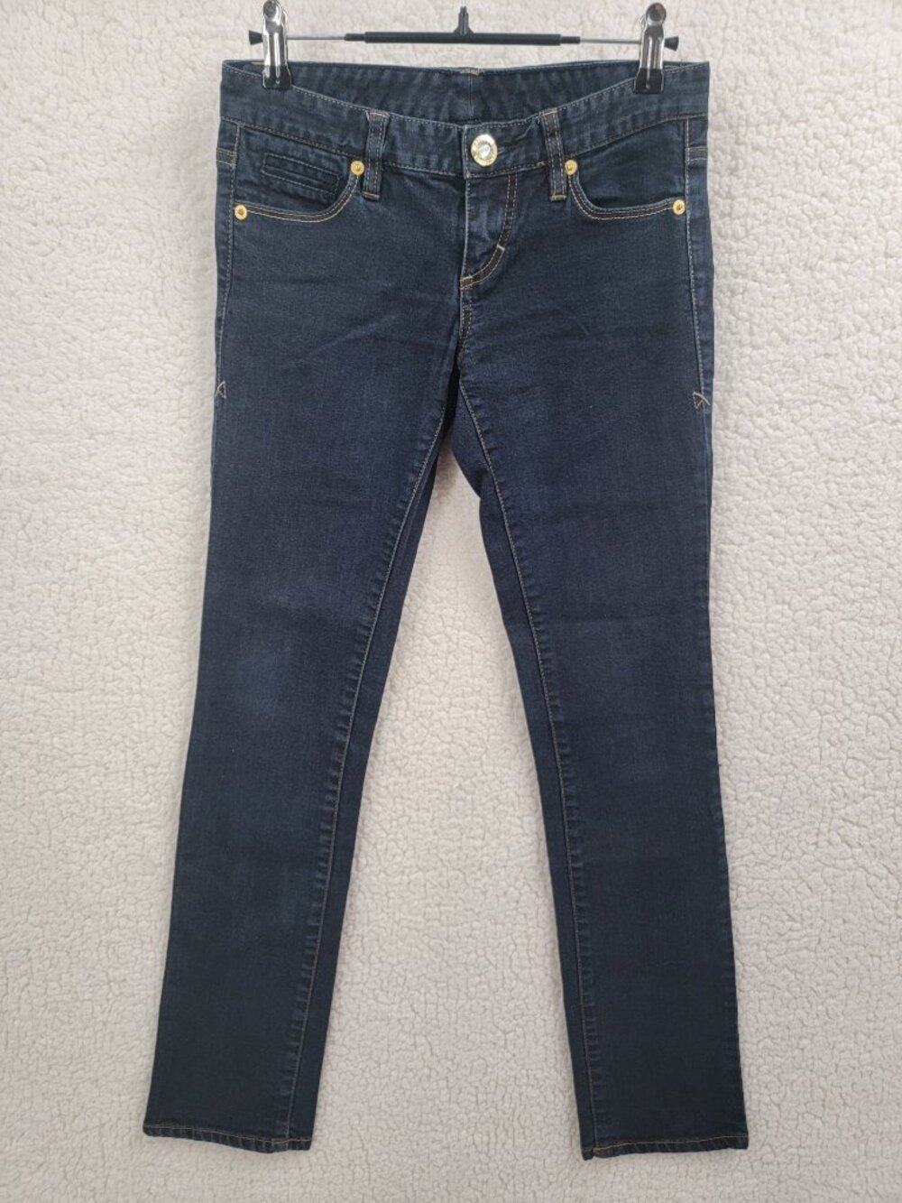 Armani Exchange Womens Size 0 Super Skinny Jeans Dark Wash Gold Logo AX Stretch